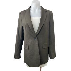 H&M Women's Brown Gray Long Sleeve One Button Collared Blazer Coat Jacket Size S